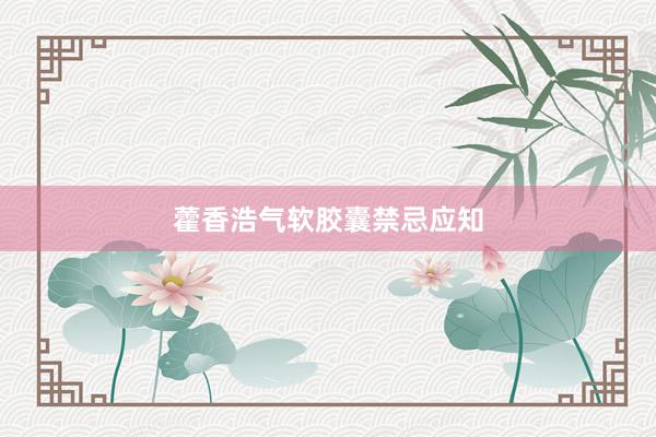 藿香浩气软胶囊禁忌应知
