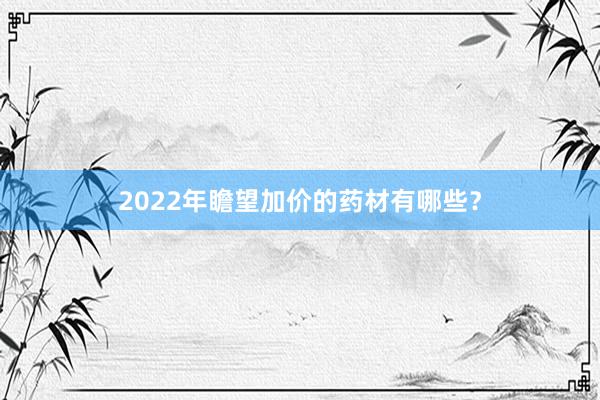 2022年瞻望加价的药材有哪些？